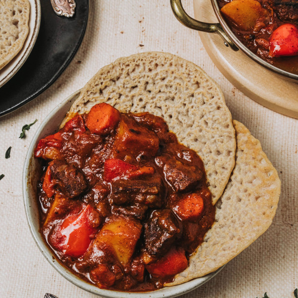 Leksour (Lamb Stew with Sorghum Pancakes) recipe
